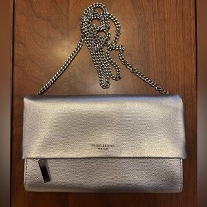 Henri Bendel Silver Clutch with Chain Strap